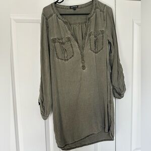 Casual Olive Green Tunic Top